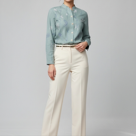 CEDAR CANYON Embroidered Green Button-Upembroiderry  sequins   Blouse Sz m - Picture 4 of 17